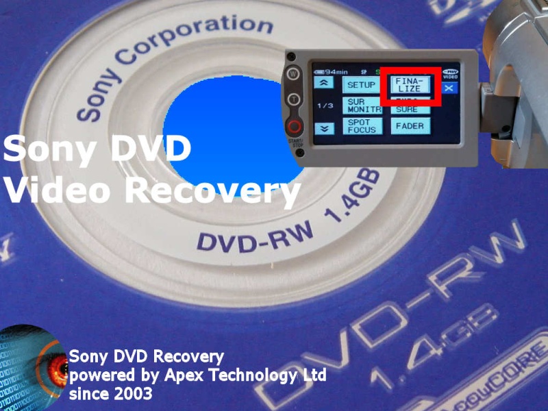 Sony finalize dvd-r dvd-rw dvd+rw empty blank disc recover video.
