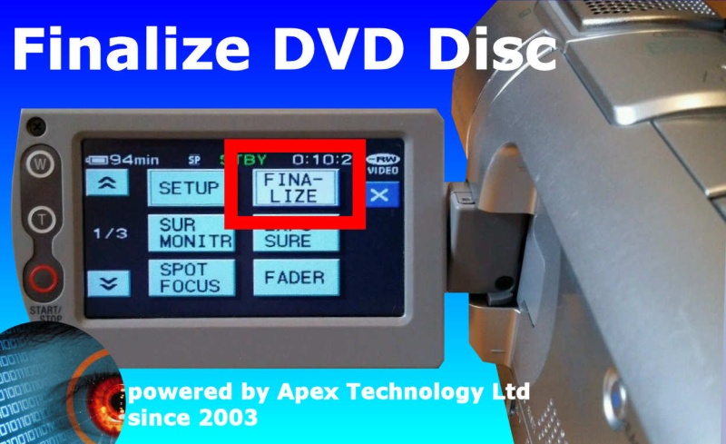 Finalize Disc in DVD Handycam and Camcorder.