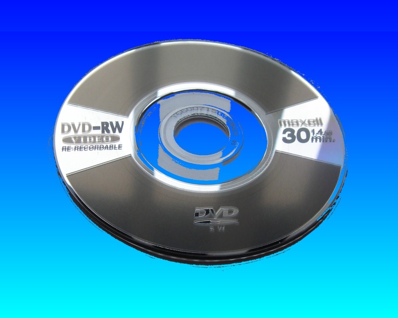 A Maxell DVD-RW mini disc that failed to finalise in the camera. The disk arrived at out offices to restore the lost video clips.