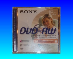 A Sony DVD-RW disk in its plastic cover. This disk is quite a common one to be sent to us for data recovery - especially after C:13:02 error while finalizing in the Handycam.