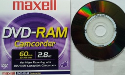 A mini dvdram disk that was used in a Panasonic VDR camera. The camcorder showed no data on the disk so was sent to us for recovery of the video. This particular disk is made by Maxell.