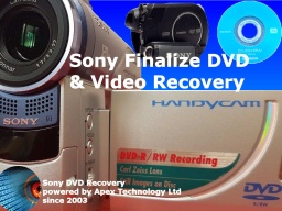 Sony Finalize mini DVD disc c1302 access error video recovery